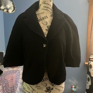 Ann Taylor Black Wool Jacket w/ Embellished Button